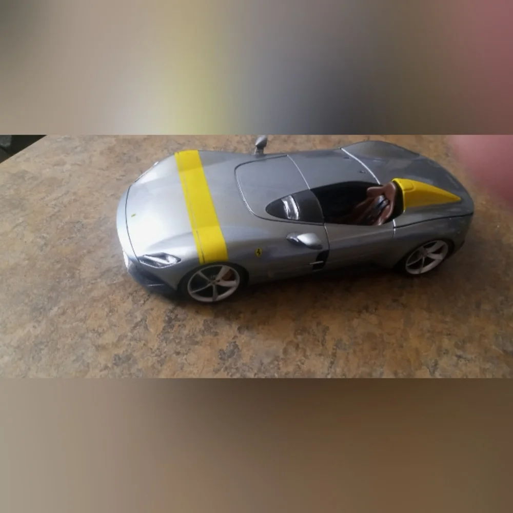 Ferrari monza sp1 Silver and Yellow Sports Car Toy - Kids Toy 1:18